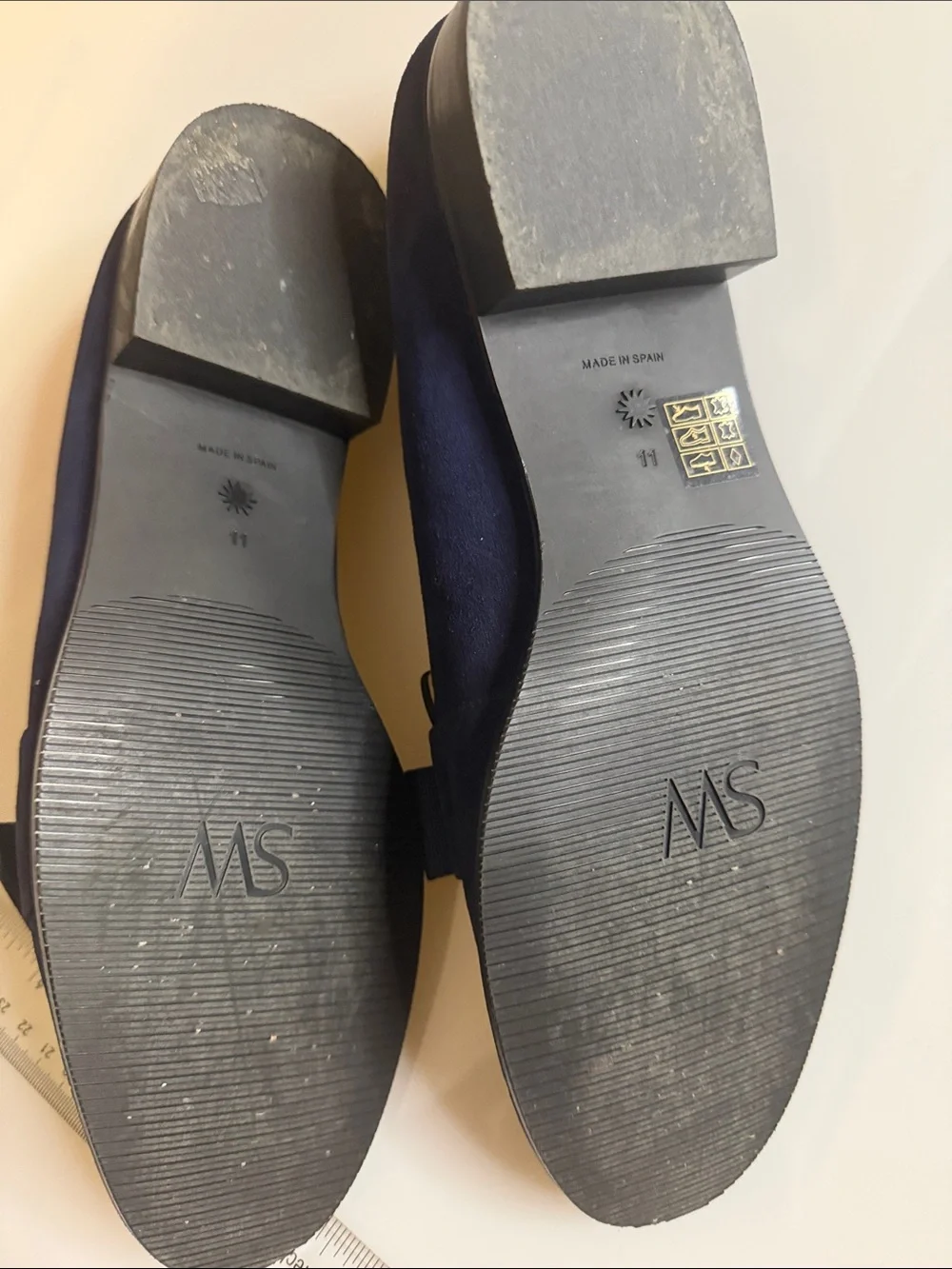 Stuart Weitzman Navy Suede Bow Loafers - Women's